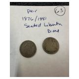 Pair of US Seated Liberty dimes