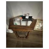 Oak and glass drink table only