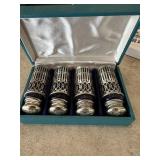 Silver-plated w/cobalt blue glass shakers