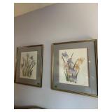 Pair of framed floral prints