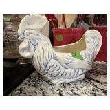 Glazed rooster planter