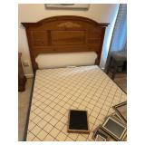 Woodframe Queen bed w/mattress-clean