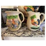 Pair of Chicken decor pitchers