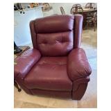 Red leather, swivel, recliner