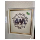 Framed Texas A&M, needlepoint?