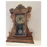 Antique oak mantle clock