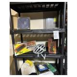 Misc contents of garage shelf