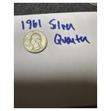 1961 Silver Washington quarter
