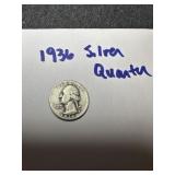 1936 Silver Washington quarter