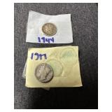 1917, 1944 Mercury dimes
