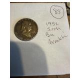 1952 Silver Ben Franklin hald dollar