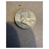 1961 Ben Franklin silver half dollar