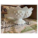 Vintage Fenton milk glass Hobnail centerpiece bowl