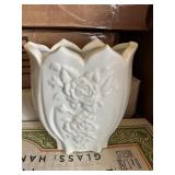 Rose vase w/embossed rose patterns