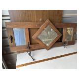 4ft Beveled mirror, oak coat rack