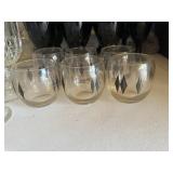 Mid Century Federal glass Harlequin lowball glasss