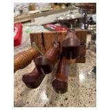 MIsc knives and wood block lot