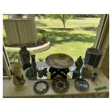 Misc blue and white porcelain glassware