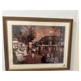 Large framed prints in bathroom
