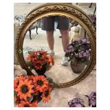 Round mirror wooden frame