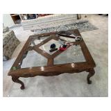 Oak glasstop coffee table
