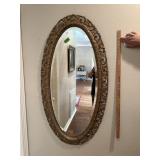 Antique Beveled Mirror, wooden frame