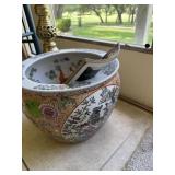 Large glazed Asian planter