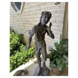 Outdoor Boy yard art w/repairs