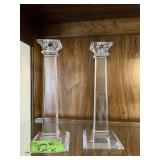 Pair of Tiffany glass candleholders
