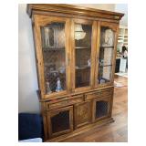 Wooden, glass doors, lighted China cabinet
