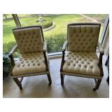 Set of leather chairs, on wheels