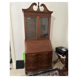 Wooden dropfront desk w/bookcase