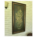 Framed gold&black floral bouquet textured
