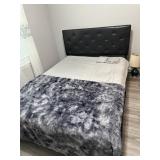 Queen size bed, headboard and  bedding