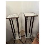 Pair of marble top plantstands