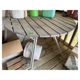 Outdoor wooden top table w/alum legs
