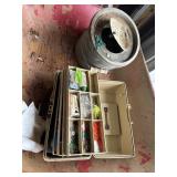 Tackle box w/misc lures and minnow bucket