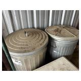 Pair of galvanzied trash cans