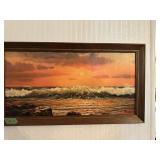 Framed ocean waves painting