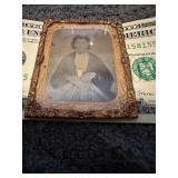 Framed antique tin photo