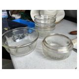 Gold rim, etched glass bowls