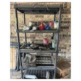 Outdoor shelf w/misc contents