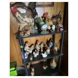 Shelf w/misc chickens and roosters