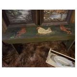 Handpainted Chickens bench
