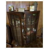 Double door curio w/misc contents
