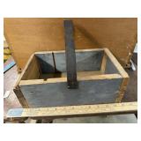 Wood tool box w/leather strap