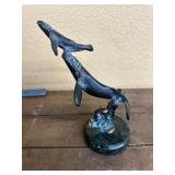 Bronze Whales, marble base 2 of 2