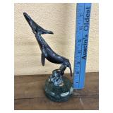 Bronze Whale, marble base