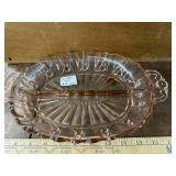 Pink depression glass divided dish