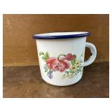 Blue rim enamel coffee cup